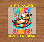 Capybara DTF Transfer Iron On Heat Transfer - Ready to Press, Cappy Summer Capybara Design 2016