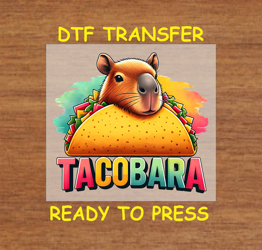 Capybara DTF Transfer Iron On Heat Transfer - Ready to Press, Tacobara Capybara Design 2017