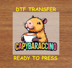 Capybara DTF Transfer Iron On Heat Transfer - Ready to Press, Capybaraccino Coffee Lover Capybara Design 2023