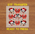 Christmas DTF Transfer Iron On Heat Transfer - Ready to Press, Christmas Characters And Bow Design 2281