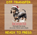 Dachshund Through the Snow Christmas DTF Iron On Heat Transfer - Ready to Press 258