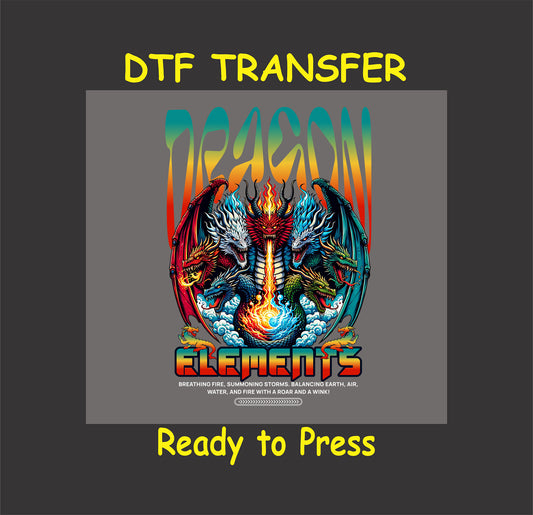 Urban Streetwear DTF Transfer Iron On Heat Transfer - Ready to Press, Dragon Elements Urban Streetwear DTF Design 2618