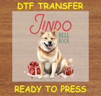 Jindo Bell Rock Christmas Dog DTF Iron On Heat Transfer - Ready to Press 263