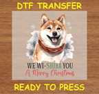 Shiba Inu  Merry Christmas Dog DTF Transfer Iron On Heat Transfer - Ready to Press 266