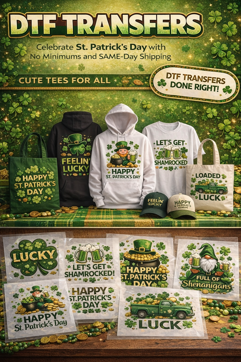 DTF transfers on apparel and accessories