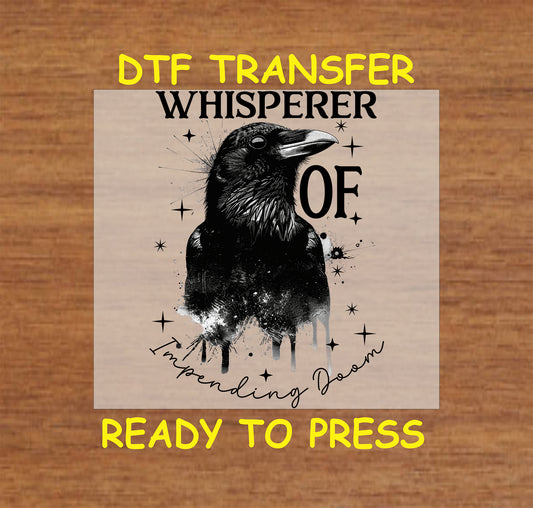 Gothic DTF transfer featuring a raven with a mystical and eerie aesthetic.