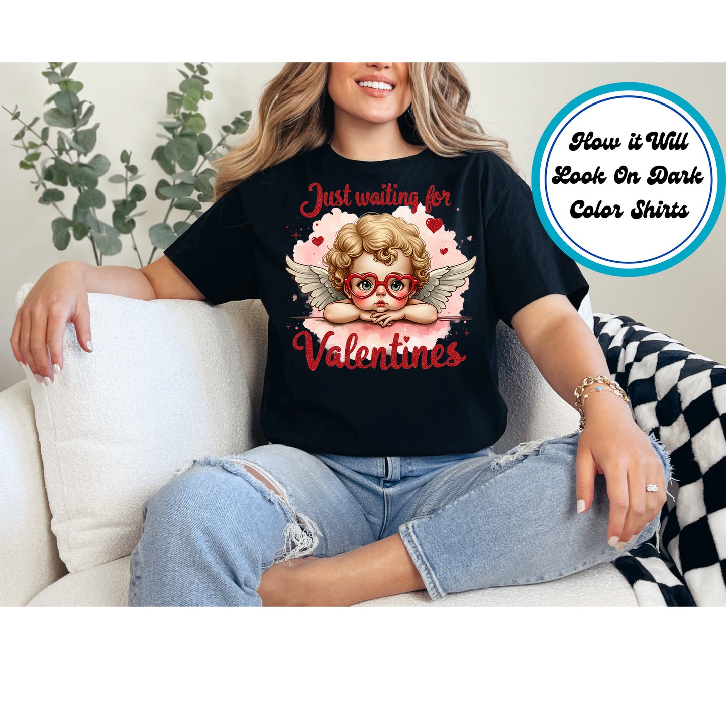 Valentines Day DTF Transfer Iron On Heat Transfer - Ready to Press, Valentines Angel DTF Transfer | Ready to Press | Valentine's Day Design 4054
