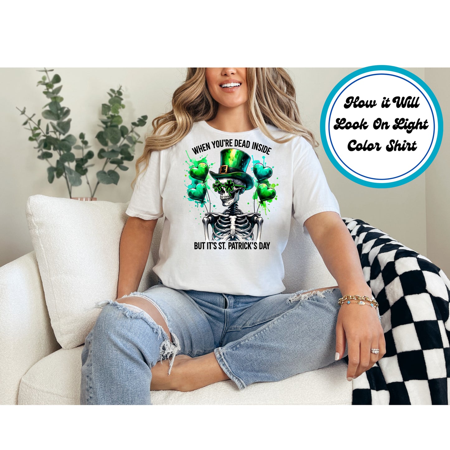 St. Patrick's Day DTF Transfer Iron On Heat Transfer - Ready to Press, Skeleton DTF Transfer | Ready to Press | St. Patrick's Day Design 4512