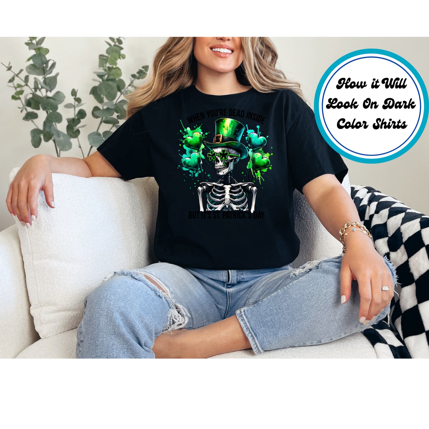 St. Patrick's Day DTF Transfer Iron On Heat Transfer - Ready to Press, Skeleton DTF Transfer | Ready to Press | St. Patrick's Day Design 4512