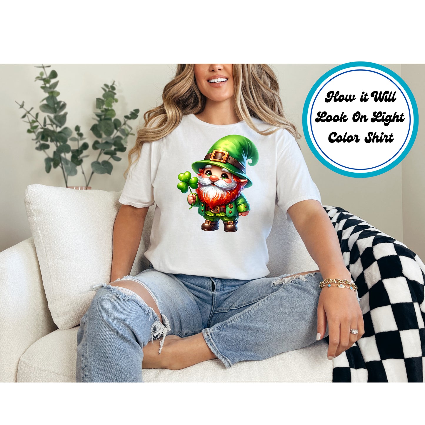 St. Patrick's Day DTF Transfer Iron On Heat Transfer - Ready to Press, Lucky Gnome DTF Transfer | Ready to Press | St. Patrick's Day Design 4524