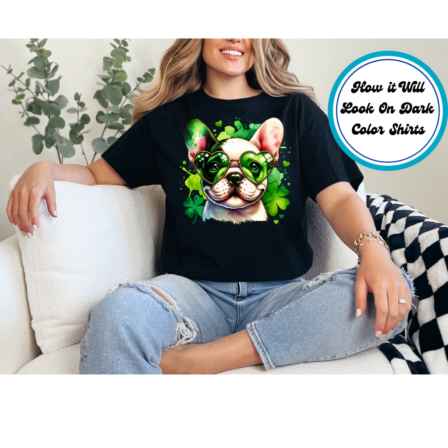St. Patrick's Day DTF Transfer Iron On Heat Transfer - Ready to Press, French Bulldog DTF Transfer | Ready to Press | St. Patrick's Day Design 4535