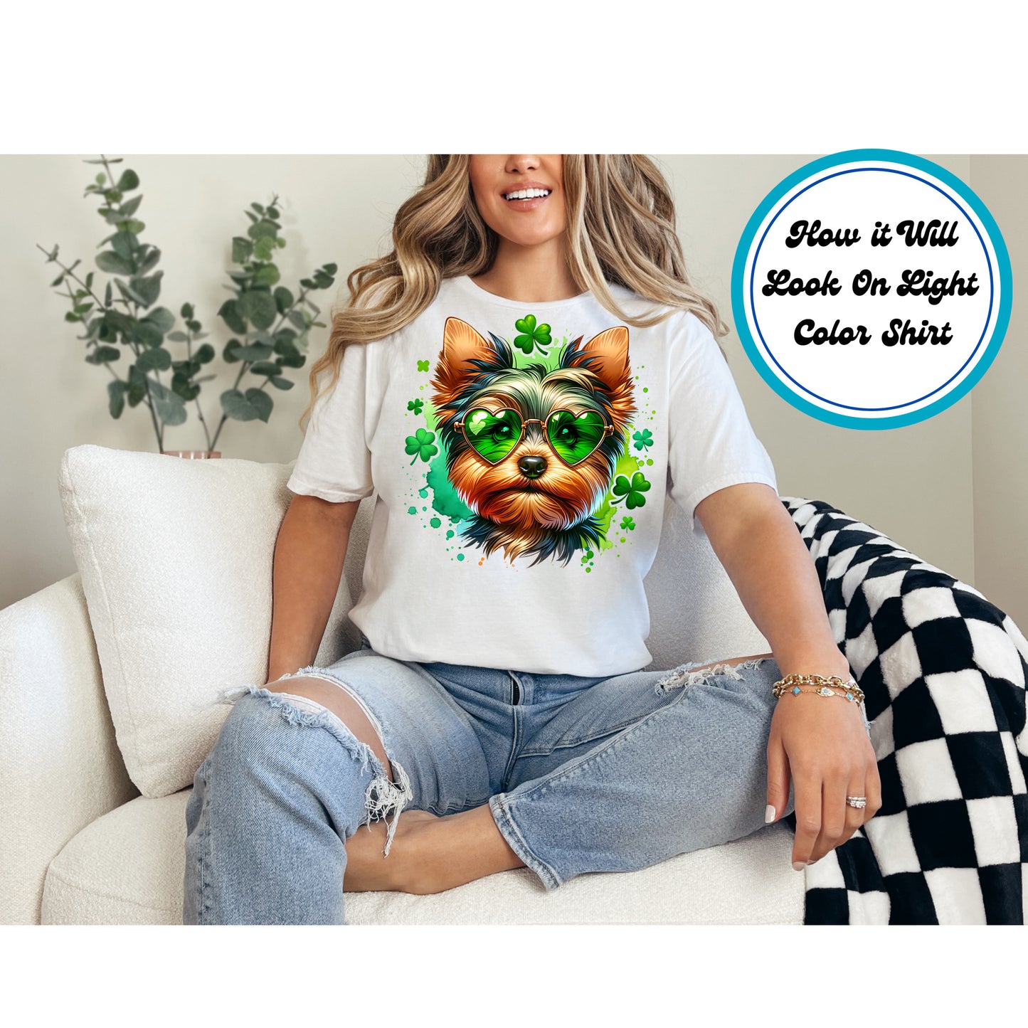 St. Patrick's Day DTF Transfer Iron On Heat Transfer - Ready to Press, Yorkie DTF Transfer | Ready to Press | St. Patrick's Day Design 4537