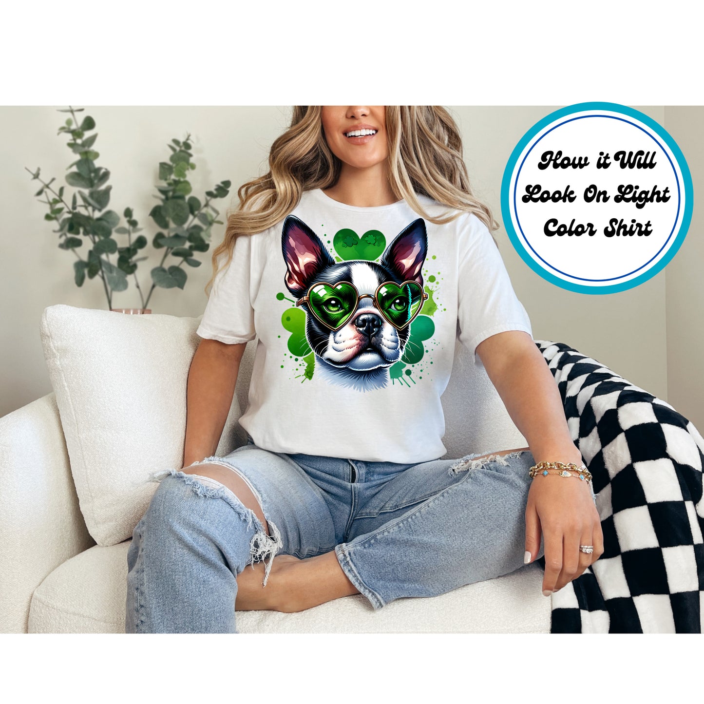 St. Patrick's Day DTF Transfer Iron On Heat Transfer - Ready to Press, Boston Terrier DTF Transfer | Ready to Press | St. Patrick's Day Design 4538