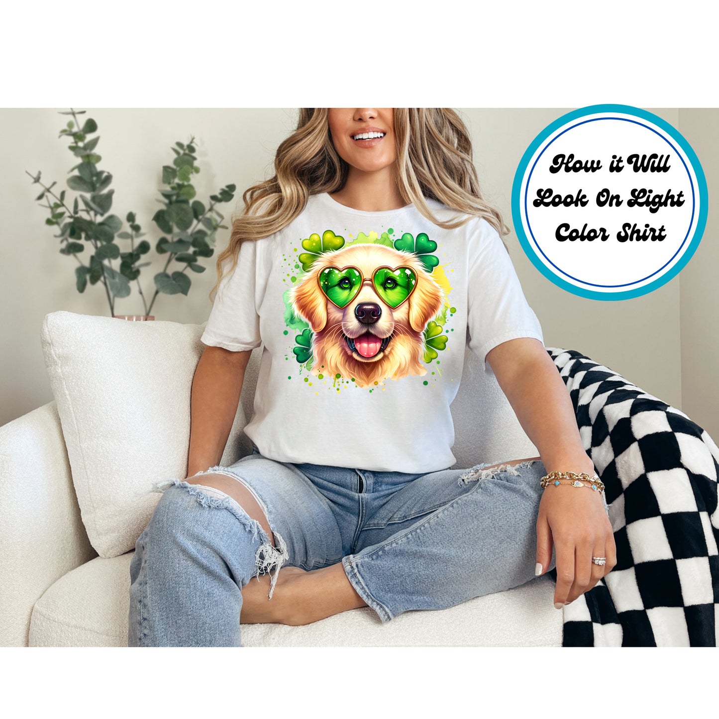 St. Patrick's Day DTF Transfer Iron On Heat Transfer - Ready to Press, Golden Retriever DTF Transfer | Ready to Press | St. Patrick's Day Design 4542