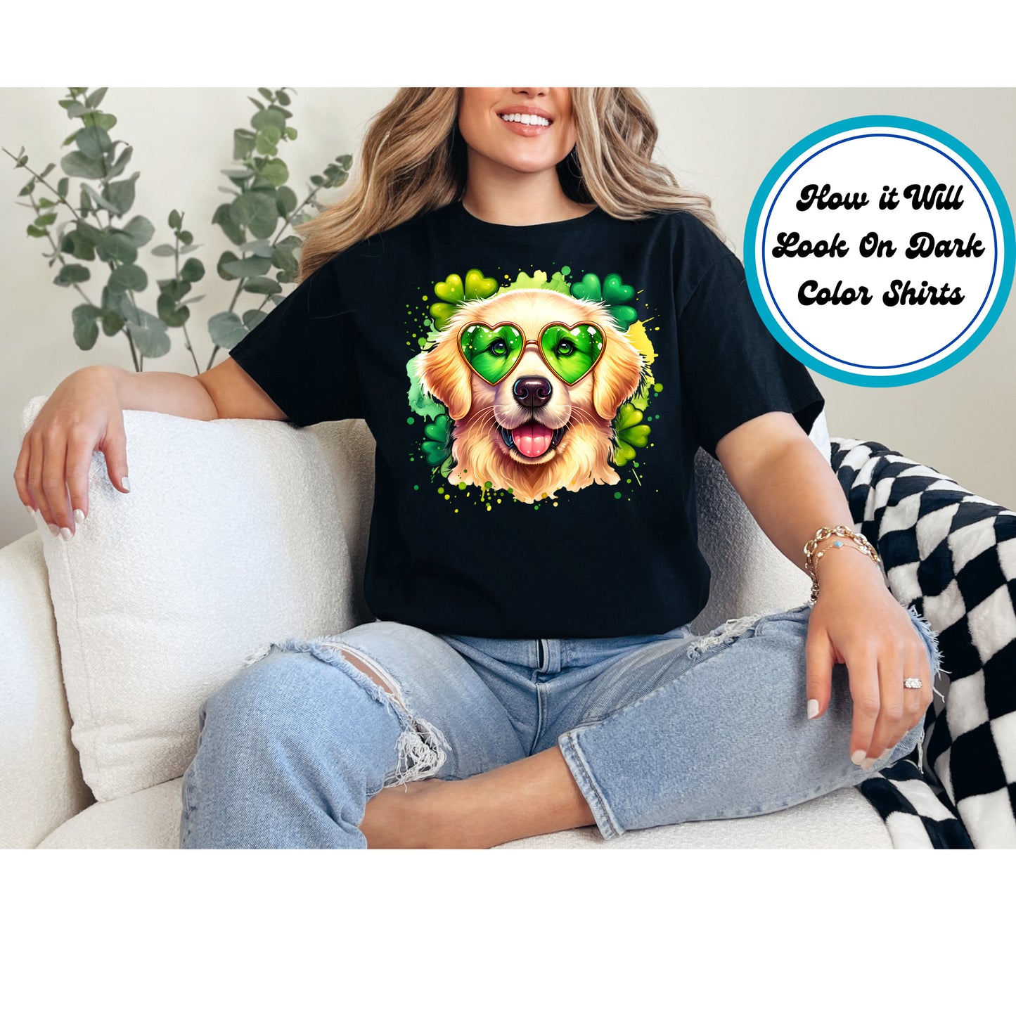 St. Patrick's Day DTF Transfer Iron On Heat Transfer - Ready to Press, Golden Retriever DTF Transfer | Ready to Press | St. Patrick's Day Design 4542