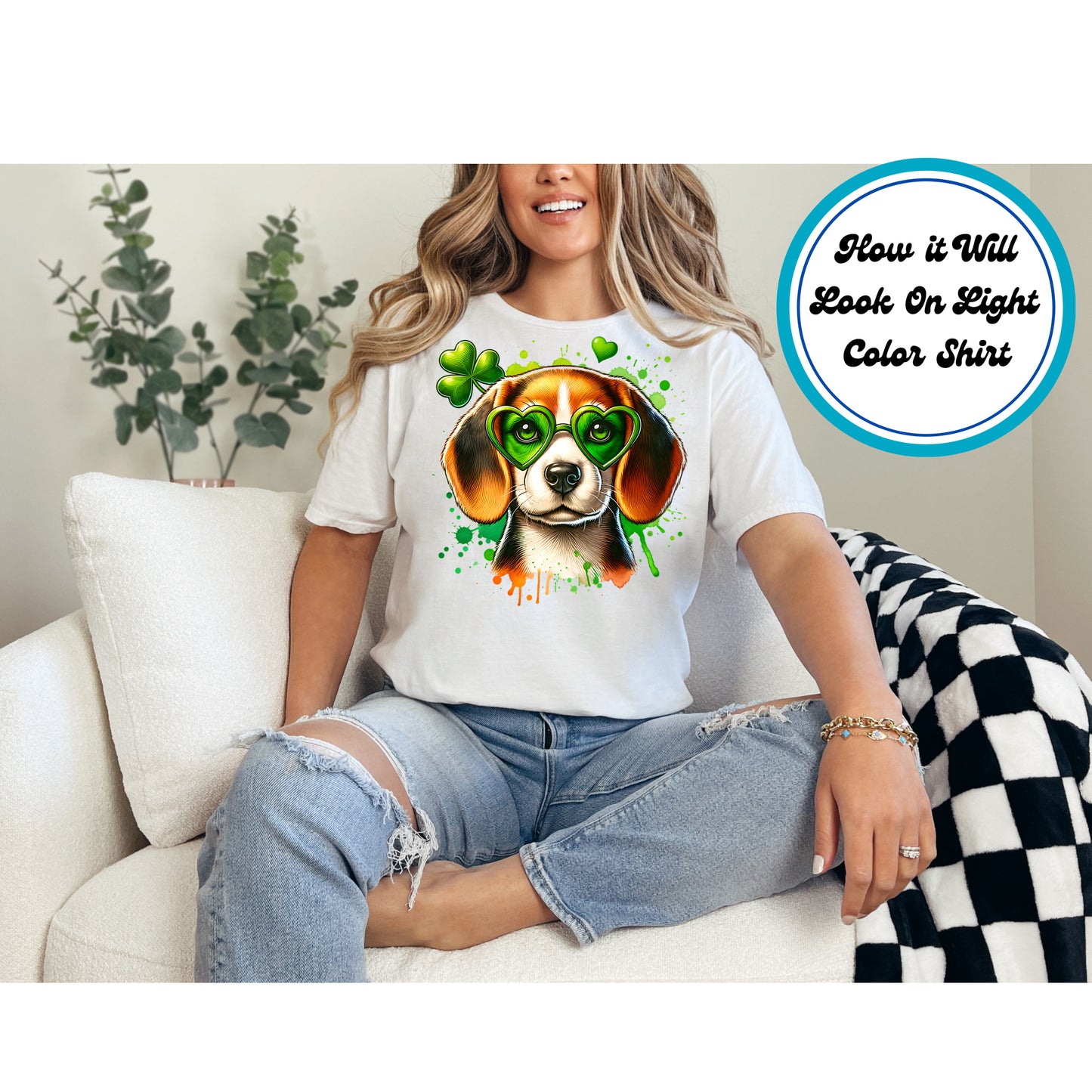 St. Patrick's Day DTF Transfer Iron On Heat Transfer - Ready to Press, Beagle Dog DTF Transfer | Ready to Press | St. Patrick's Day Design 4549