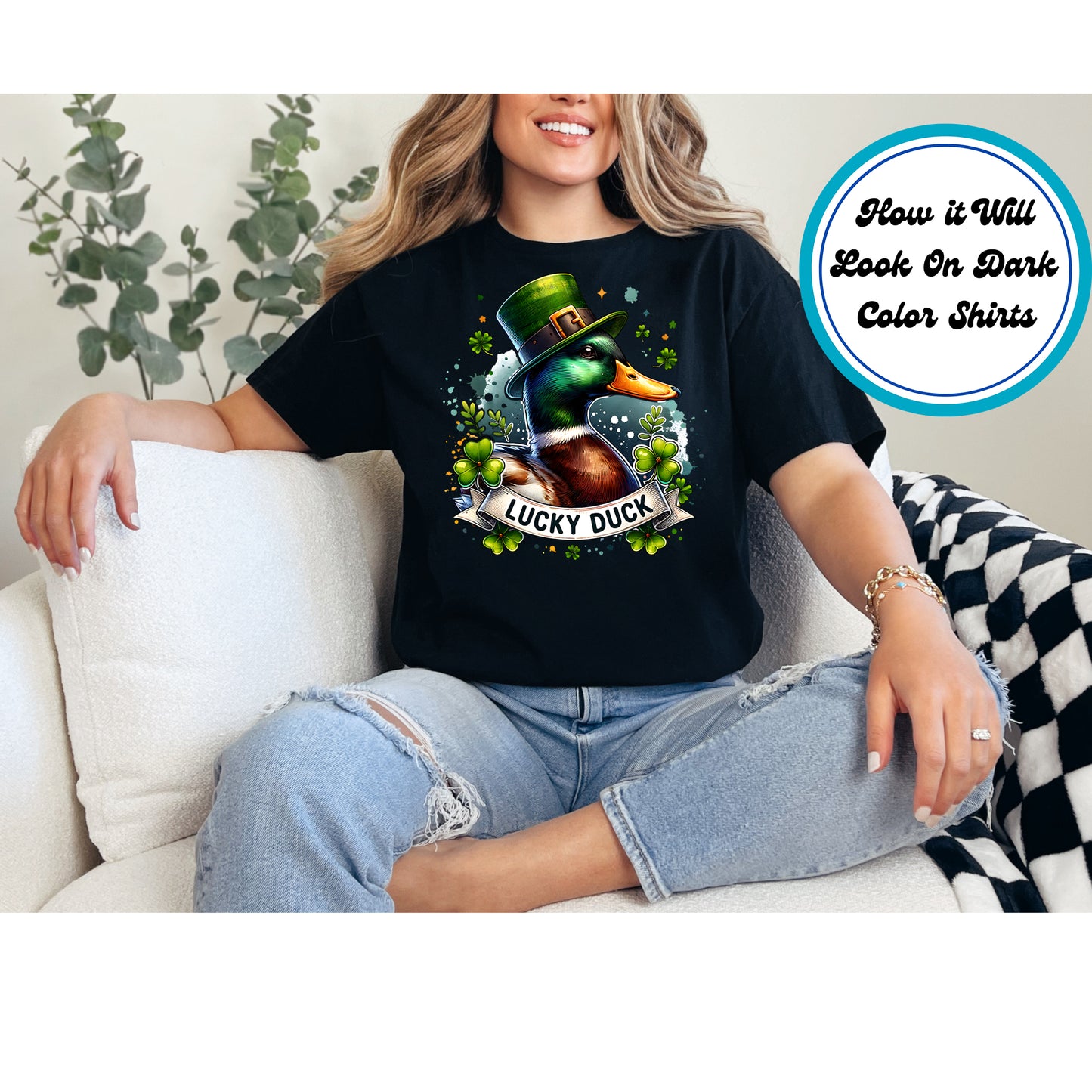 St. Patrick's Day DTF Transfer Iron On Heat Transfer - Ready to Press, Lucky Duck DTF Transfer | Ready to Press | St. Patrick's Day Design 4557