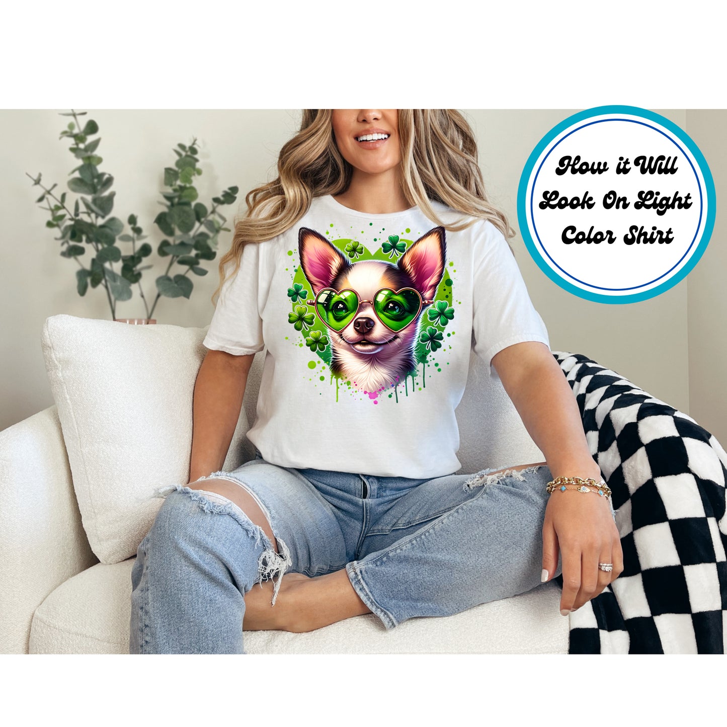 St. Patrick's Day DTF Transfer Iron On Heat Transfer - Ready to Press, Chihuahua DTF Transfer | Ready to Press | St. Patrick's Day Design 4558