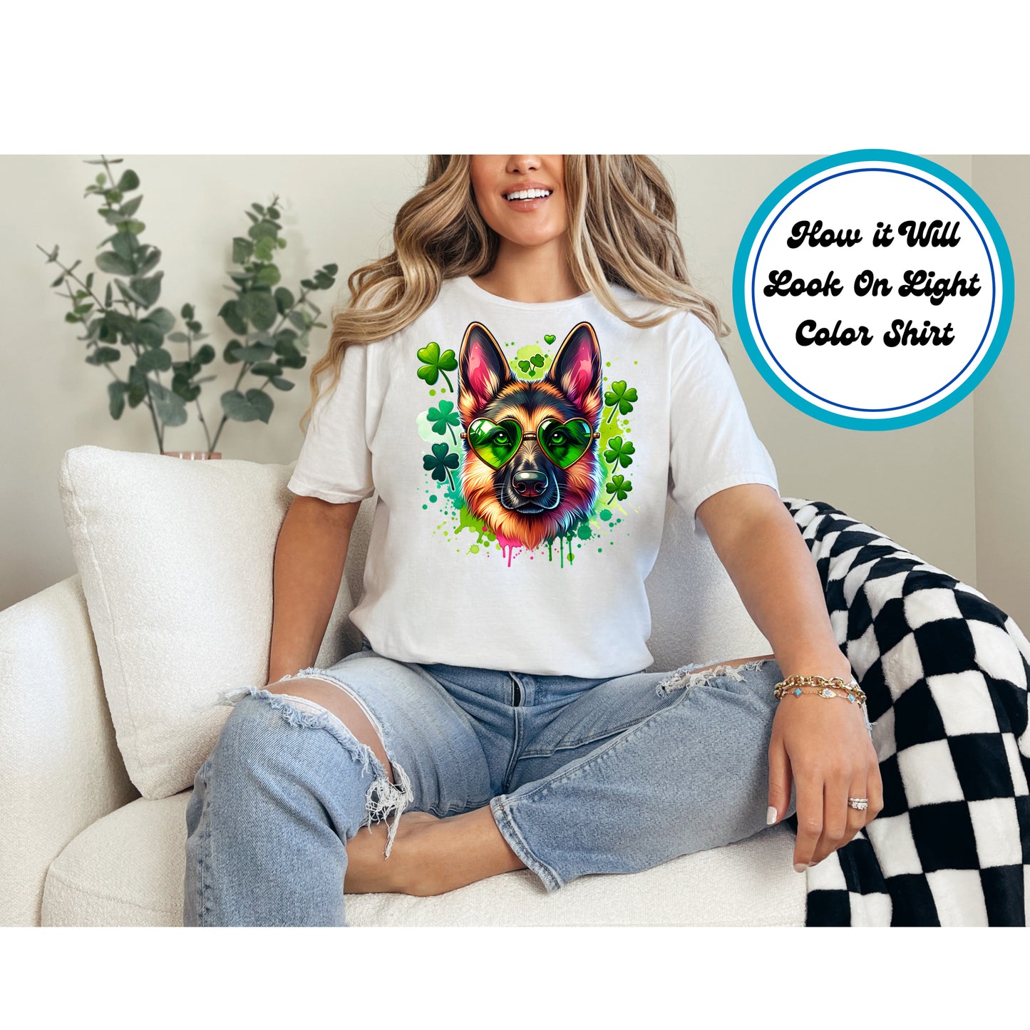 St. Patrick's Day DTF Transfer Iron On Heat Transfer - Ready to Press, German Shepherd DTF Transfer | Ready to Press | St. Patrick's Day Design 4561