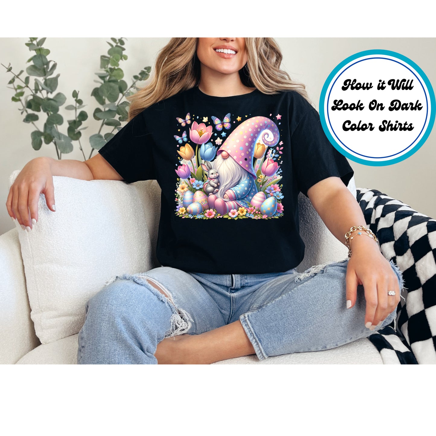 Easter DTF Transfer Iron On Heat Transfer - Ready to Press, Gnome with Bunny DTF Transfer | Ready to Press | Easter Design 4579