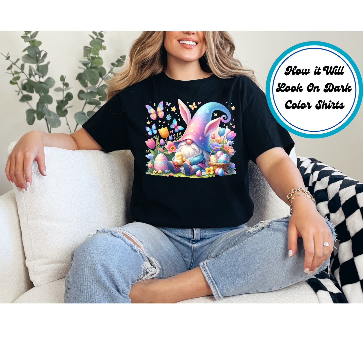 Easter DTF Transfer Iron On Heat Transfer - Ready to Press, Gnome with Tulips DTF Transfer | Ready to Press | Easter Design 4581