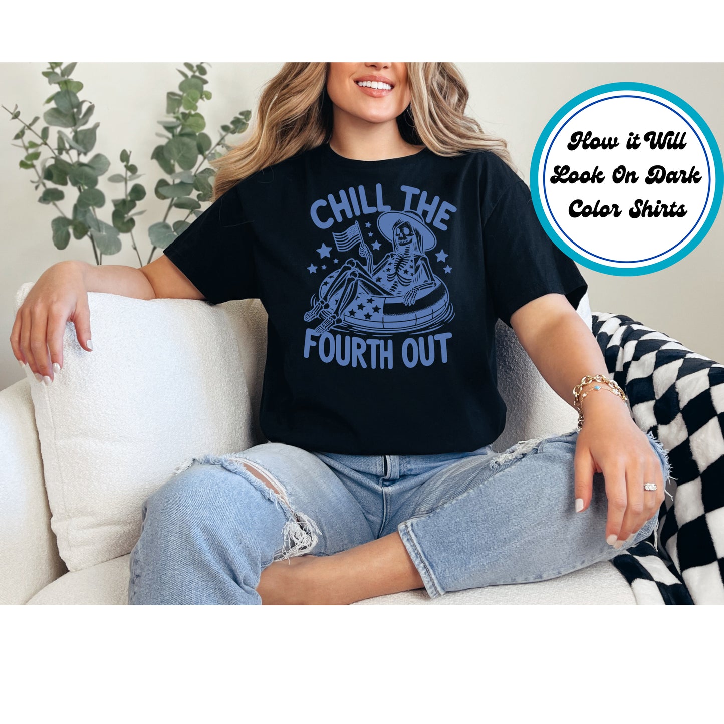 4th of July DTF Transfer Iron On Heat Transfer - Ready to Press, Chill the Fourth Out DTF Transfer | Ready to Press | 4th of July Design 4607