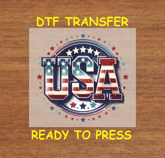 4th of July DTF Transfer Iron On Heat Transfer - Ready to Press, Patriotic USA DTF Transfer | Ready to Press | 4th of July Design 4614