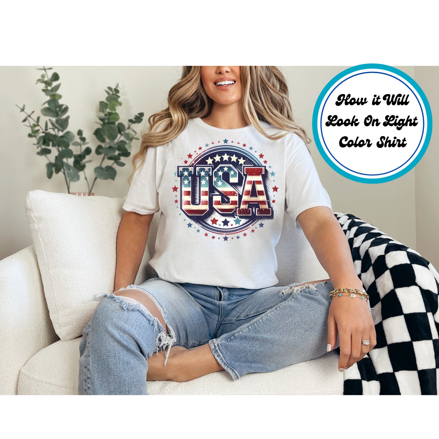 4th of July DTF Transfer Iron On Heat Transfer - Ready to Press, Patriotic USA DTF Transfer | Ready to Press | 4th of July Design 4614