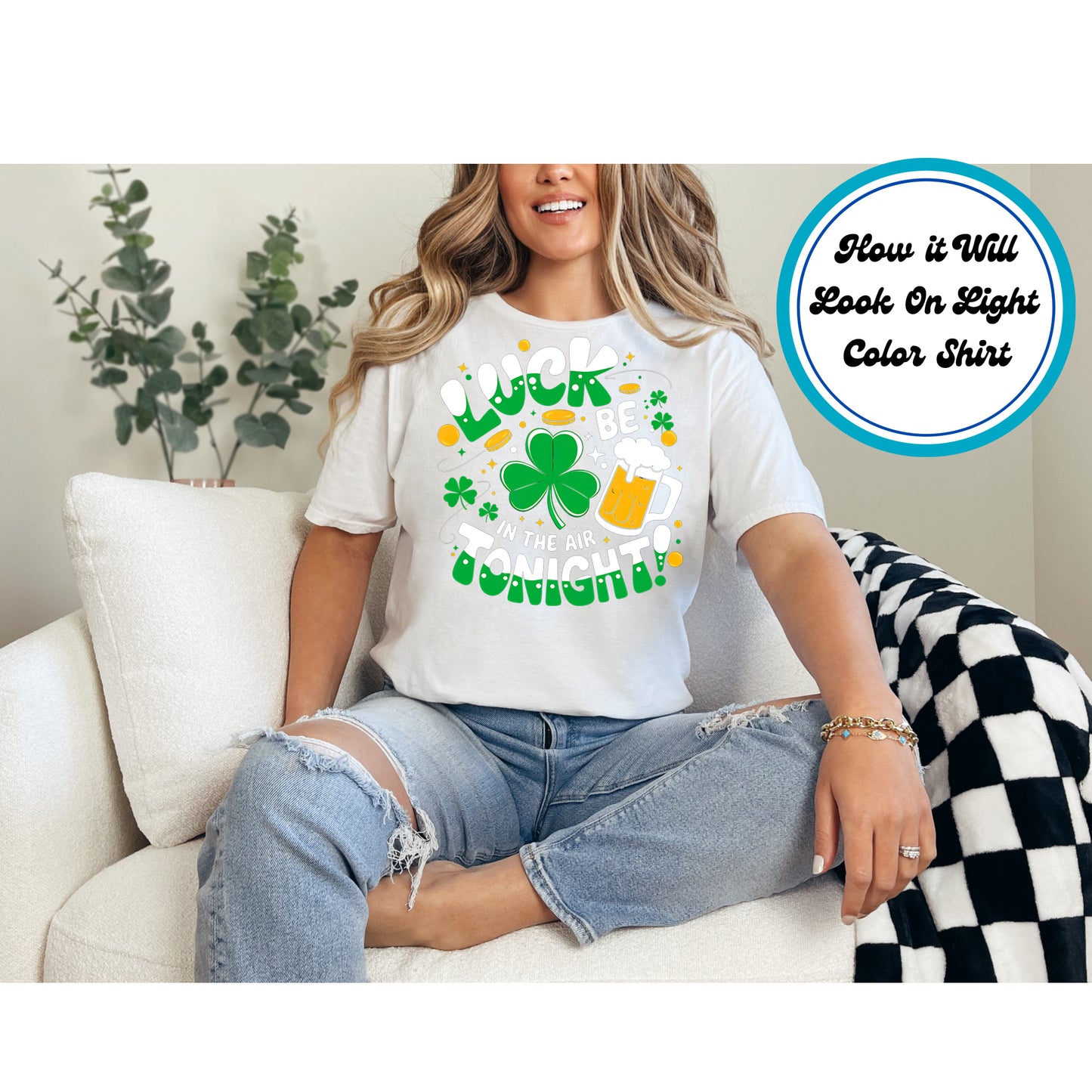 St. Patrick's Day DTF Transfer Iron On Heat Transfer - Ready to Press, Luck Be in the Air DTF Transfer | Ready to Press | St. Patrick's Day Design 4618