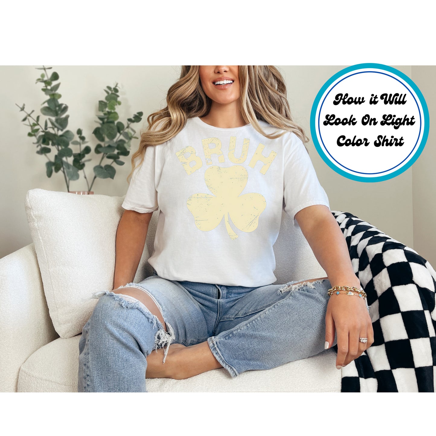 St. Patrick's Day DTF Transfer Iron On Heat Transfer - Ready to Press, "Bruh" Shamrock DTF Transfer | Ready to Press | St. Patrick's Day Design 4624