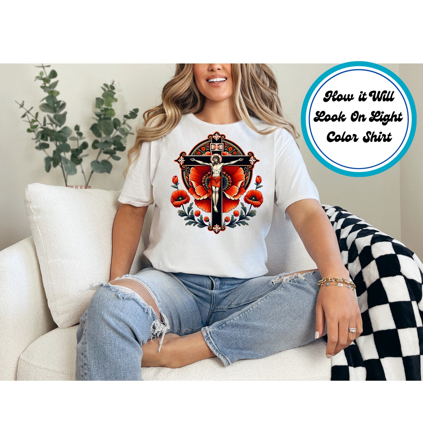 Easter DTF Transfer Iron On Heat Transfer - Ready to Press, Jesus on the Cross DTF Transfer | Ready to Press | Easter Design 4666