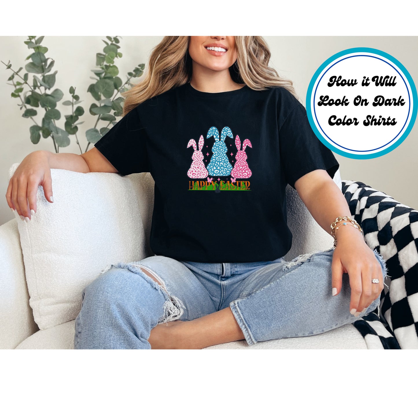 Easter DTF Transfer Iron On Heat Transfer - Ready to Press, Bunny Trio DTF Transfer | Ready to Press | Easter Design 4695