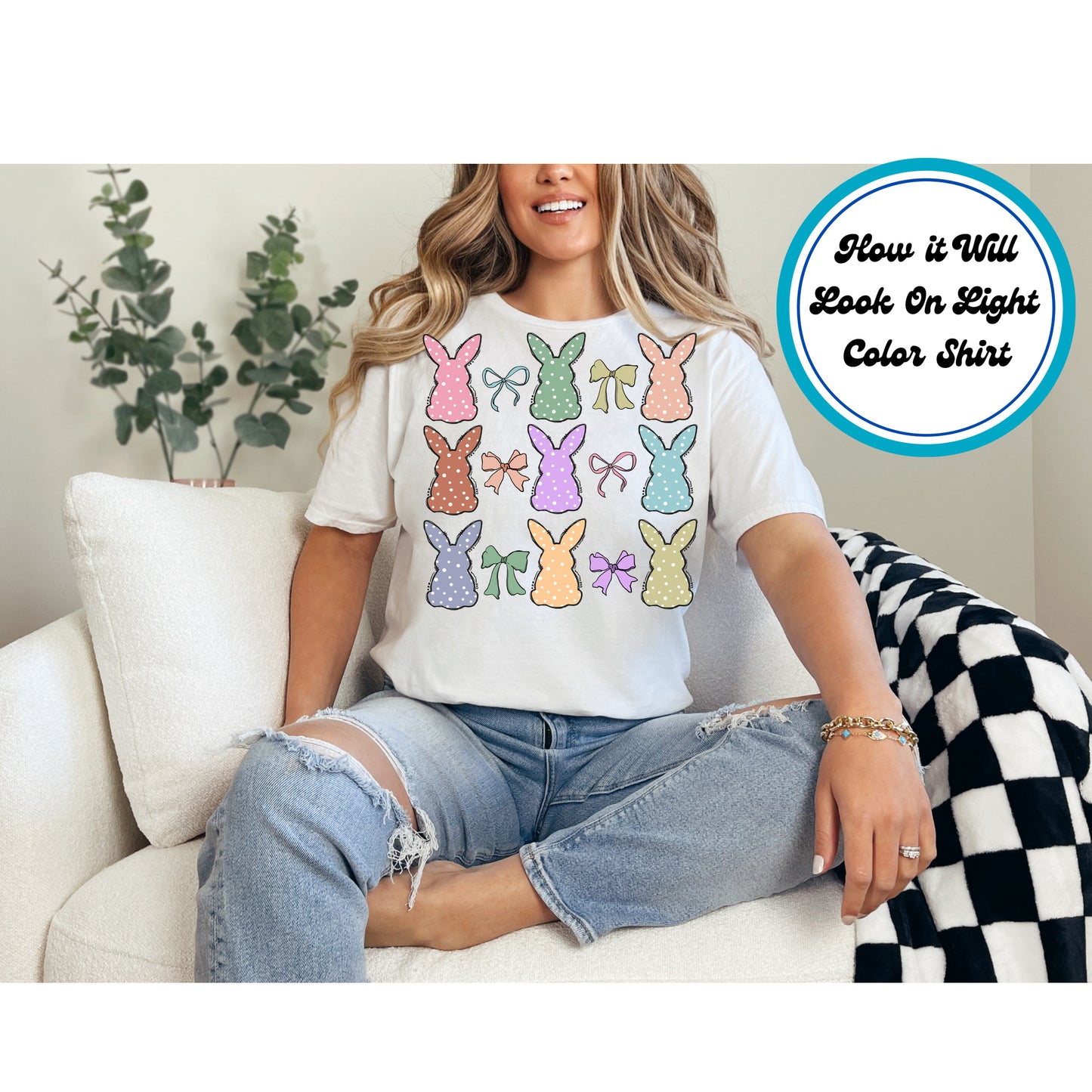 Easter DTF Transfer Iron On Heat Transfer - Ready to Press, Pastel Bunnies DTF Transfer | Ready to Press | Easter Design 4699