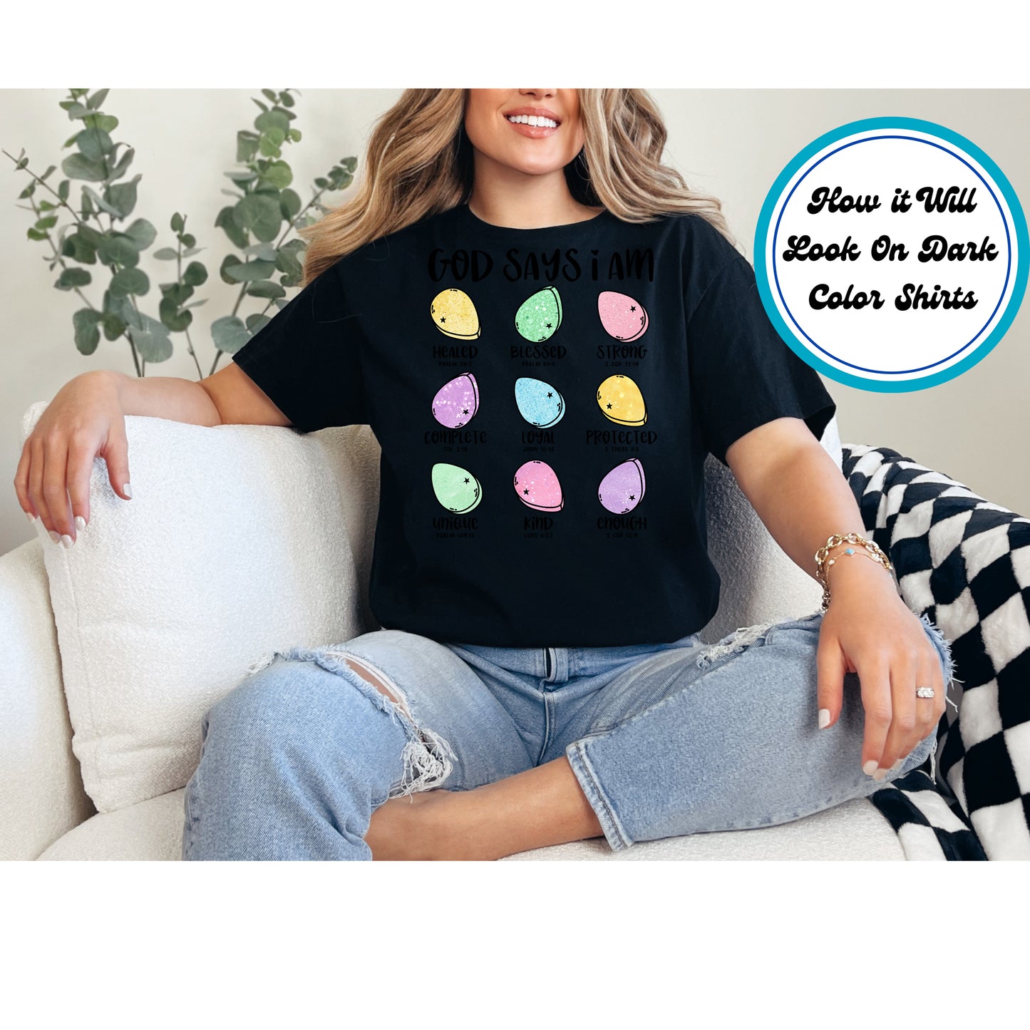 Easter DTF Transfer Iron On Heat Transfer - Ready to Press, God Says I Am DTF Transfer | Ready to Press | Easter Design 4702