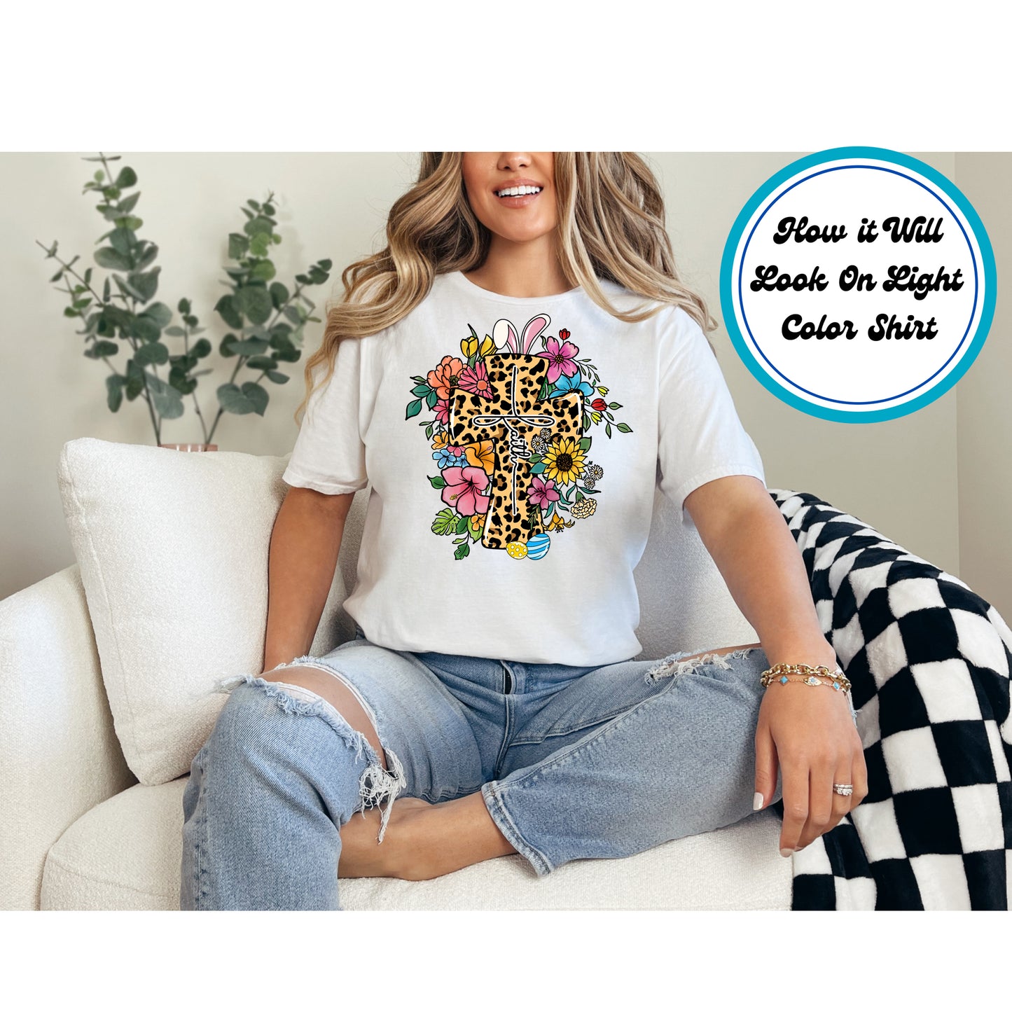 Easter DTF Transfer Iron On Heat Transfer - Ready to Press, Leopard Cross DTF Transfer | Ready to Press | Easter Design 4714