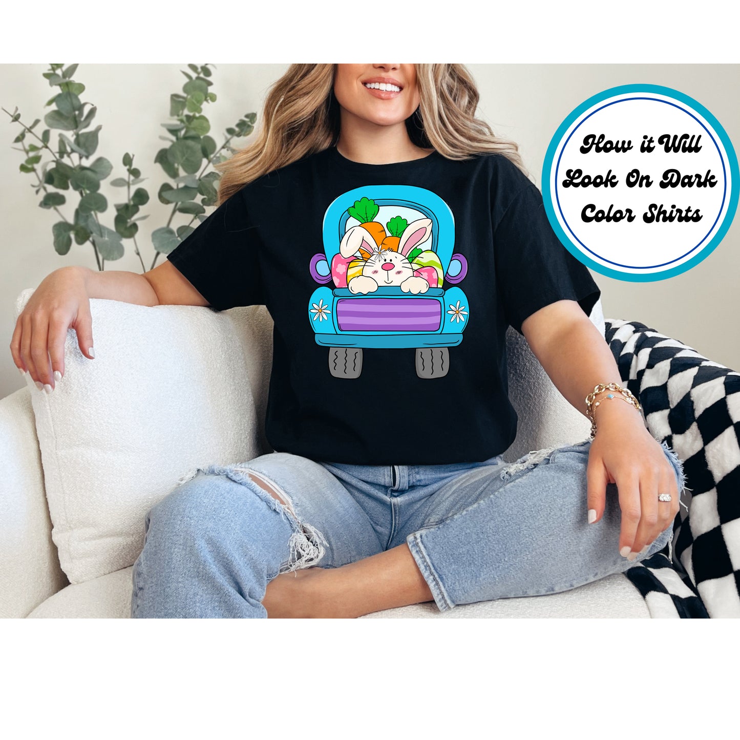 Easter DTF Transfer Iron On Heat Transfer - Ready to Press, Bunny Truck DTF Transfer | Ready to Press | Easter Design 4720