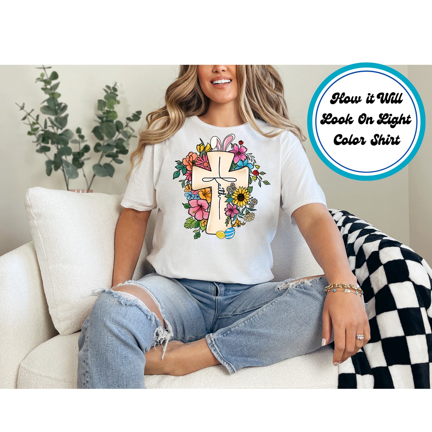 Easter DTF Transfer Iron On Heat Transfer - Ready to Press, Faith Cross DTF Transfer | Ready to Press | Easter Design 4726