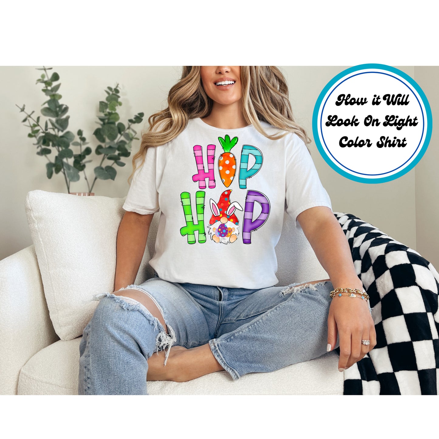 Easter DTF Transfer Iron On Heat Transfer - Ready to Press, Hop Hop Gnome DTF Transfer | Ready to Press | Easter Design 4738