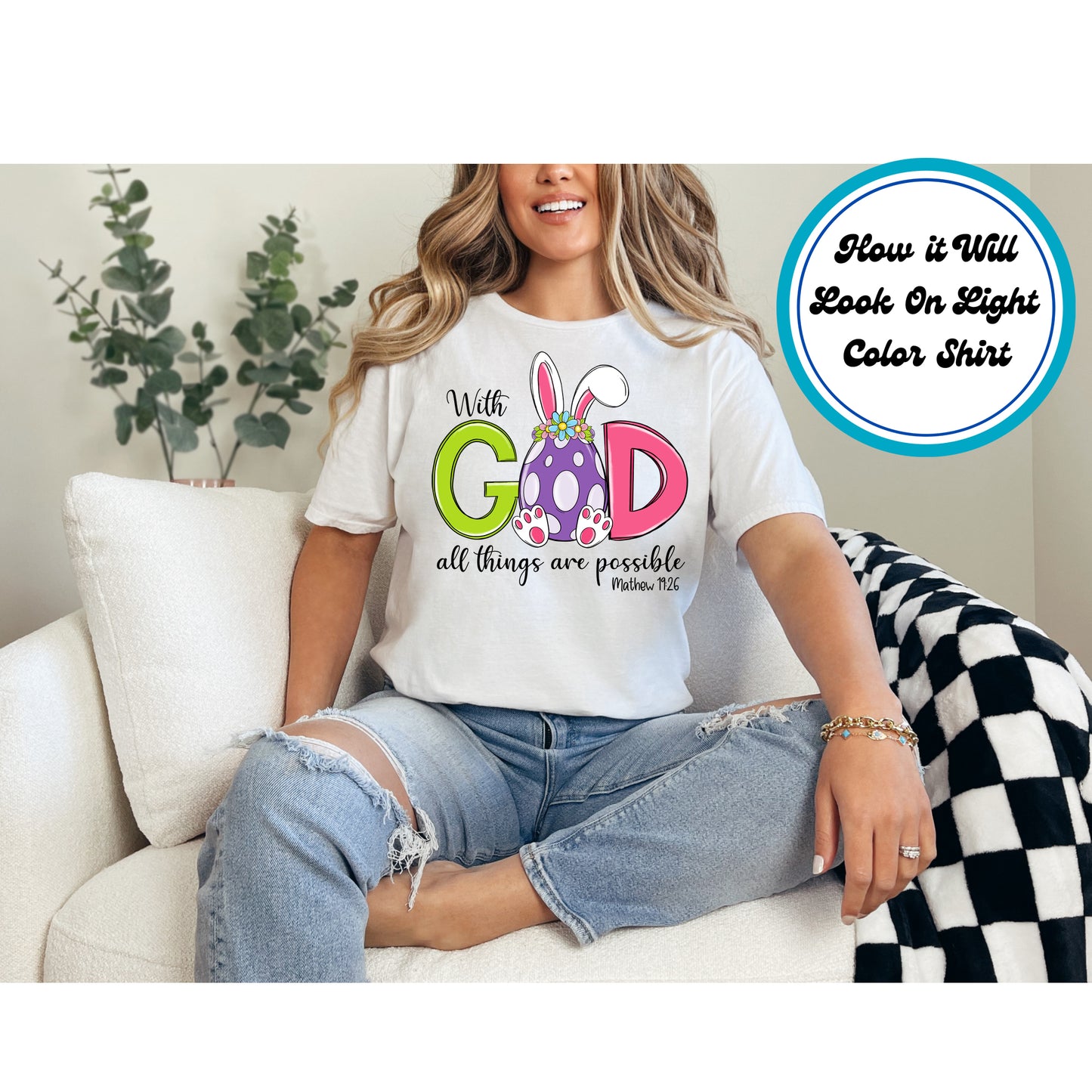 Easter DTF Transfer Iron On Heat Transfer - Ready to Press, With God All Things Are Possible DTF Transfer | Ready to Press | Easter Design 4740