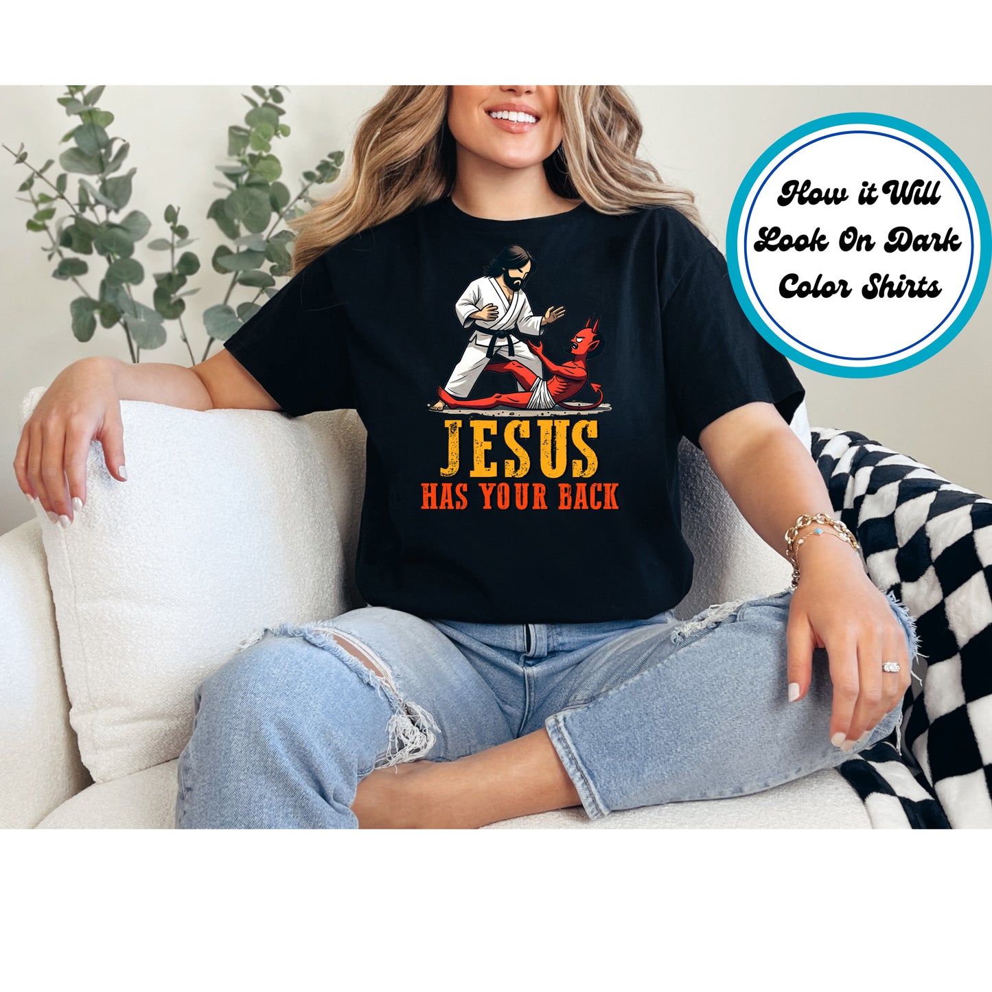 Easter DTF Transfer Iron On Heat Transfer - Ready to Press, Jesus Has Your Back DTF Transfer | Ready to Press | Easter Design 4763