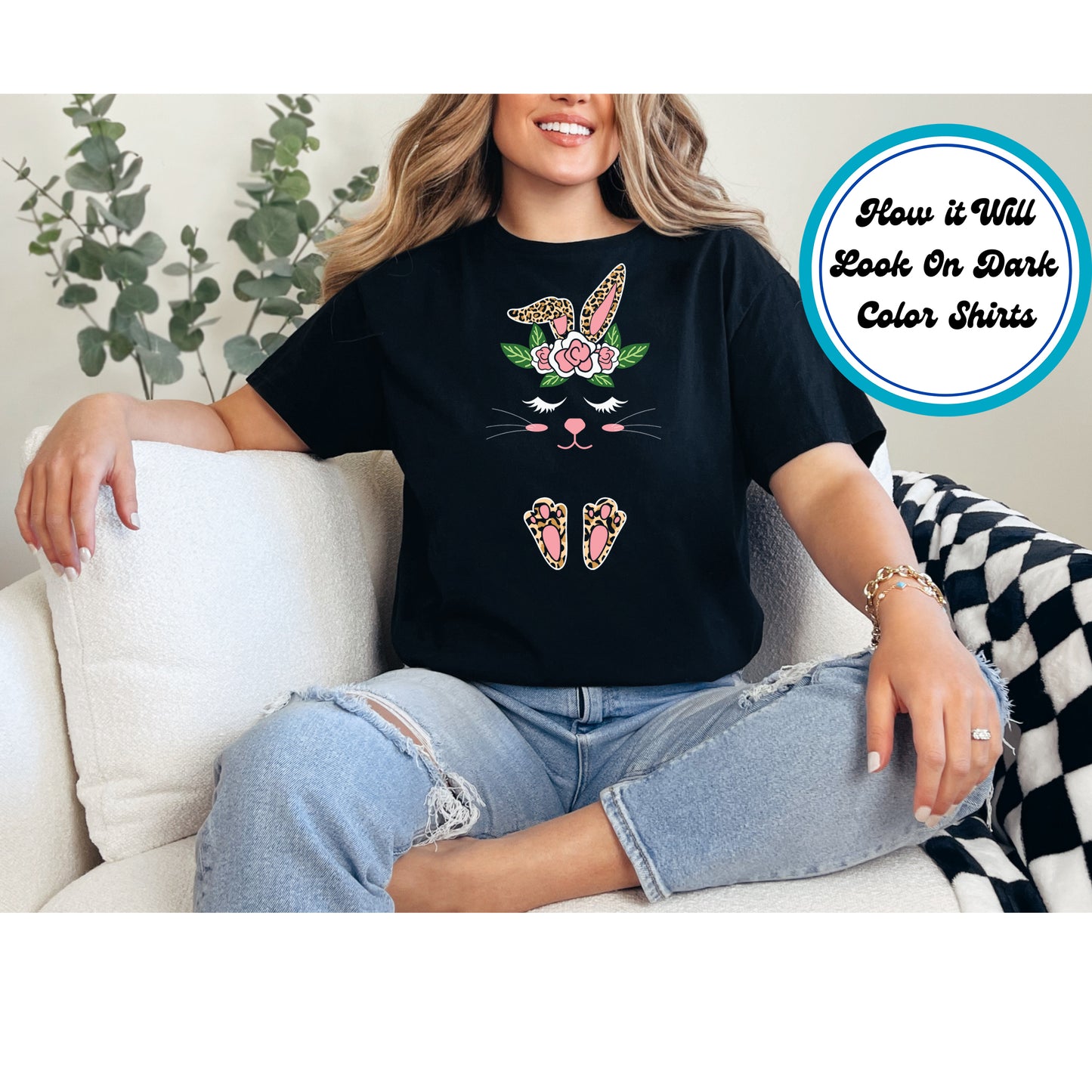 Easter DTF Transfer Iron On Heat Transfer - Ready to Press, Leopard Bunny DTF Transfer | Ready to Press | Easter Design 4802