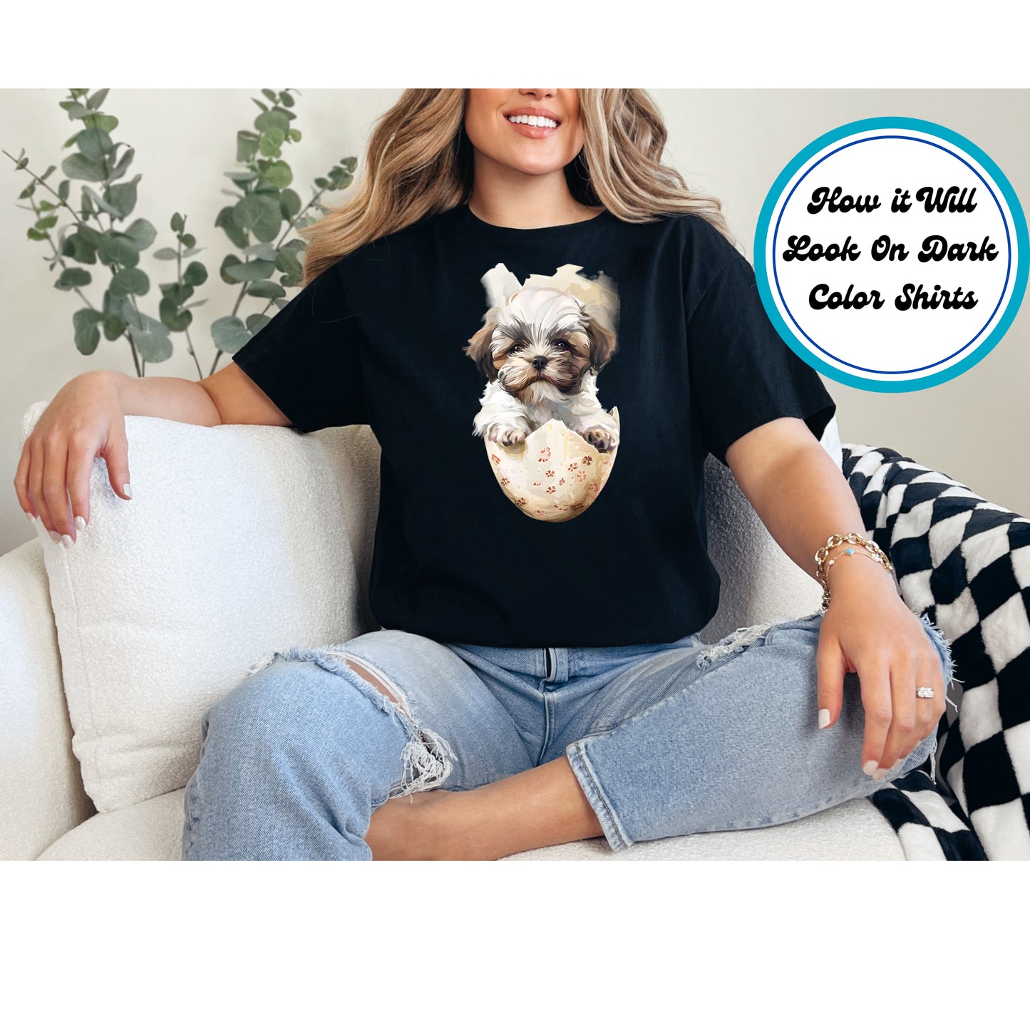 Easter DTF Transfer Iron On Heat Transfer - Ready to Press, Shih Tzu DTF Transfer | Ready to Press | Easter Design 4814