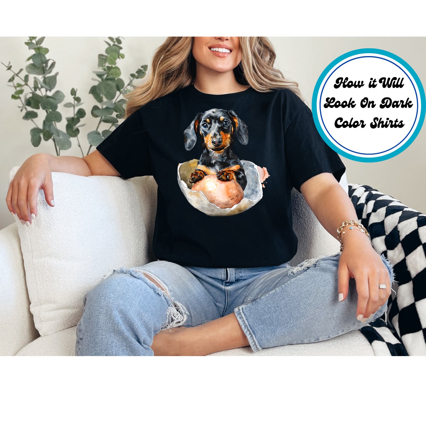 Easter DTF Transfer Iron On Heat Transfer - Ready to Press, Dachshund DTF Transfer | Ready to Press | Easter Design 4820