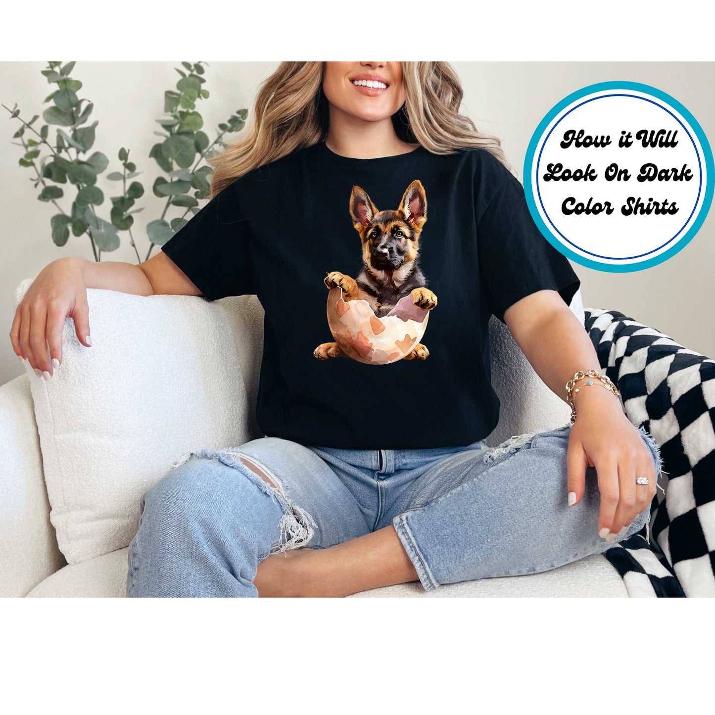 Easter DTF Transfer Iron On Heat Transfer - Ready to Press, German Shepherd DTF Transfer | Ready to Press | Easter Design 4822