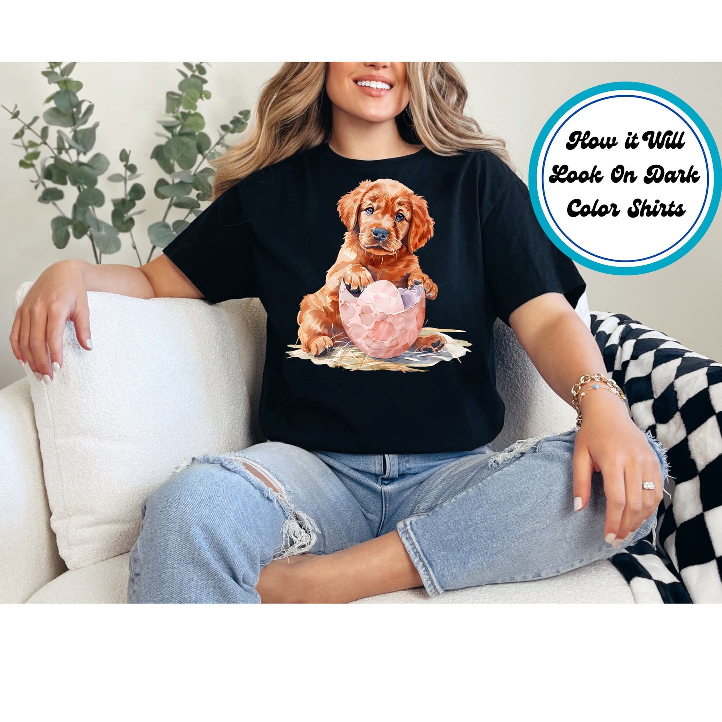 Easter DTF Transfer Iron On Heat Transfer - Ready to Press, Golden Retriever DTF Transfer | Ready to Press | Easter Design 4823