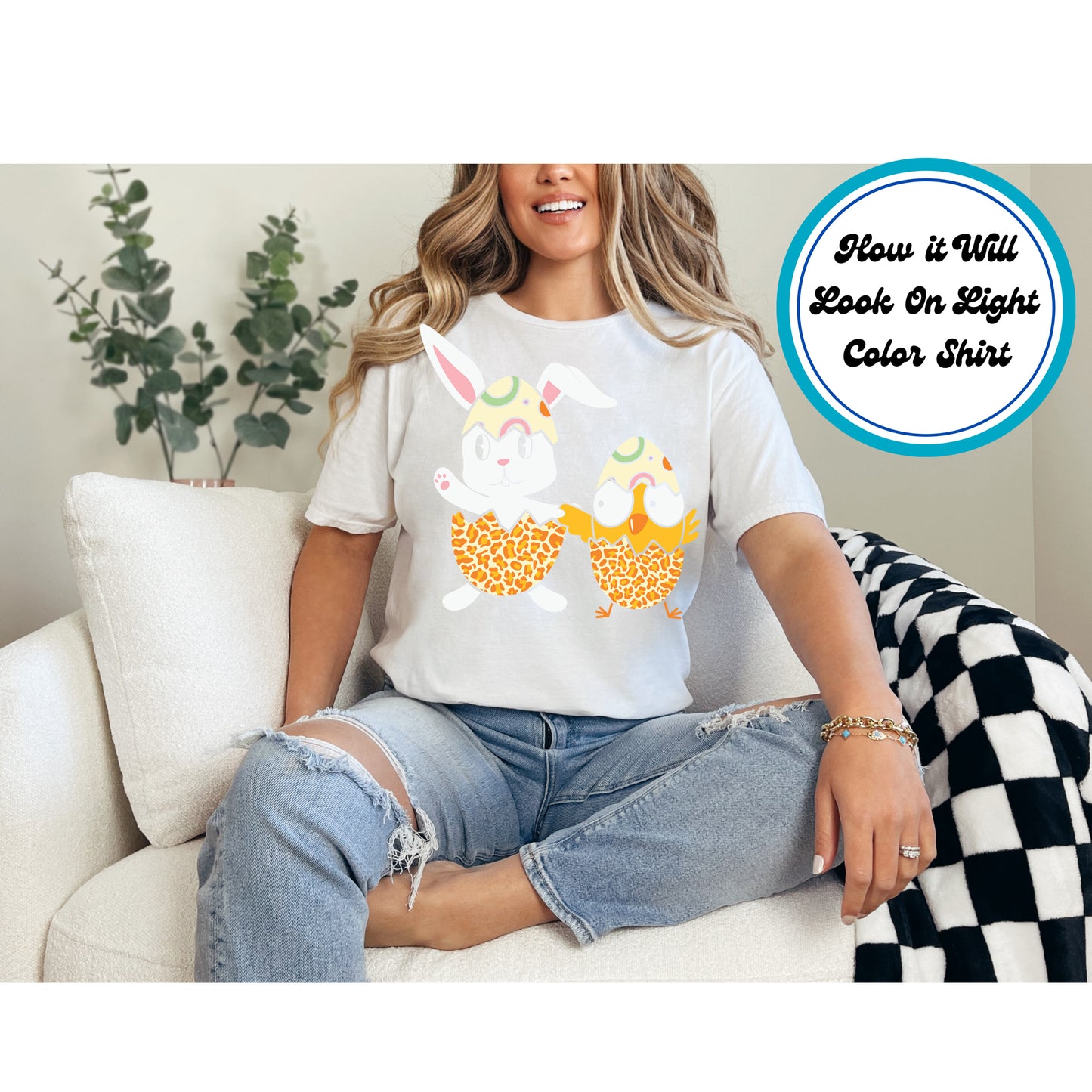 Easter DTF Transfer Iron On Heat Transfer - Ready to Press, Bunny & Chick DTF Transfer | Ready to Press | Easter Design 4852