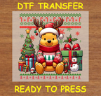 Christmas Bear Ugly Sweater DTF Iron On Heat Transfer - Ready to Press 487