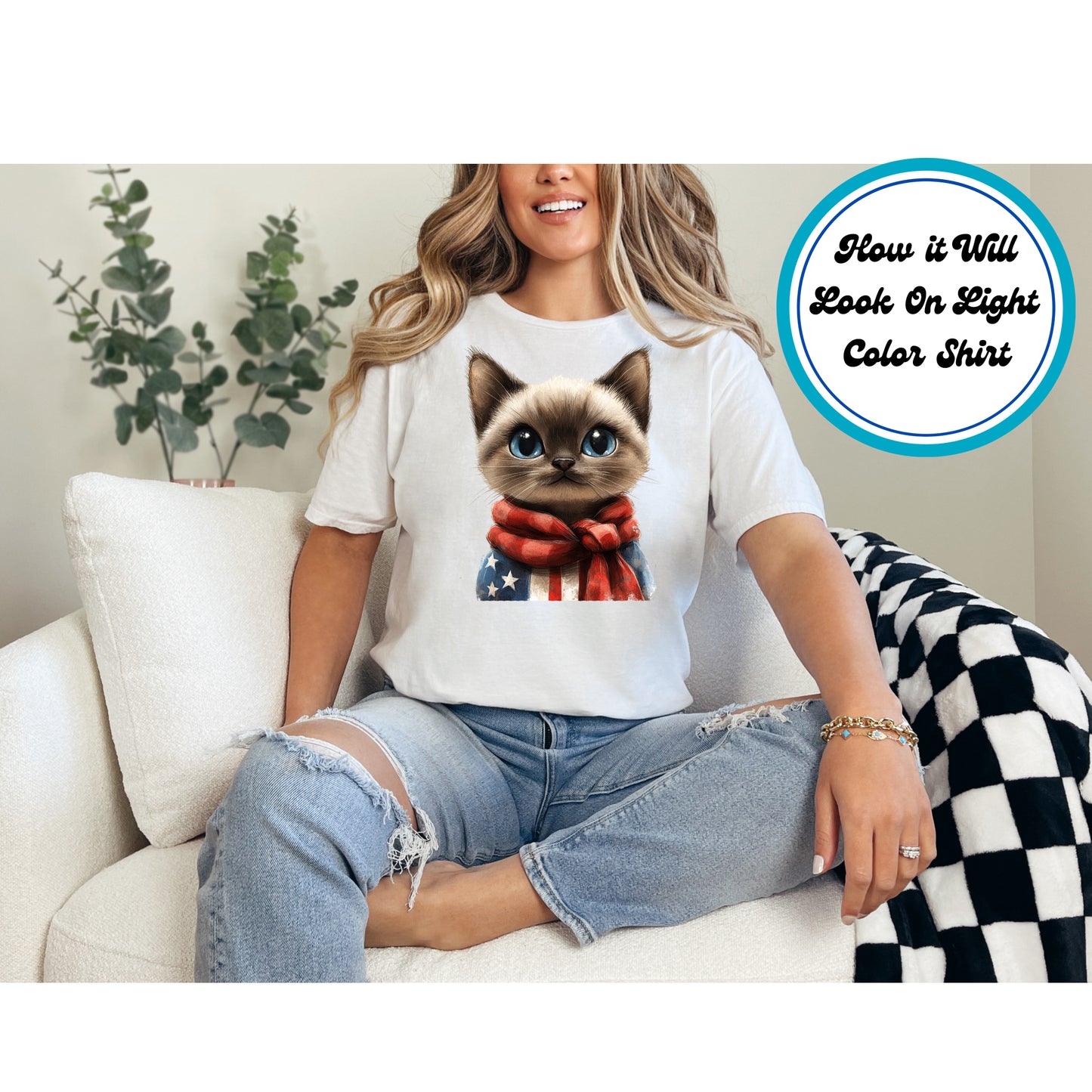4th of July DTF Transfer Iron On Heat Transfer - Ready to Press, Patriotic Kitten DTF Transfer | Ready to Press | 4th of July Design 4949