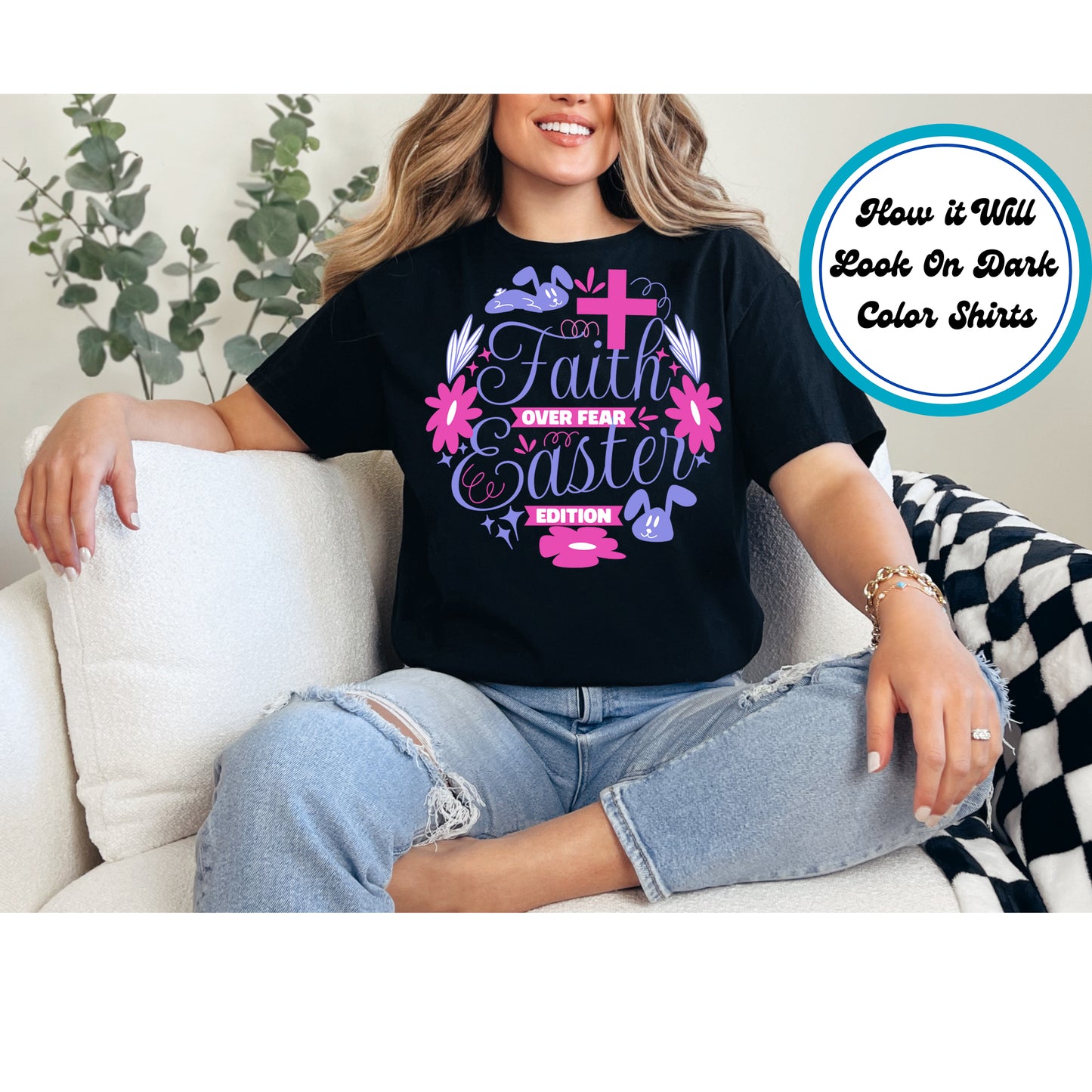 Easter DTF Transfer Iron On Heat Transfer - Ready to Press, Faith Over Fear DTF Transfer | Ready to Press | Easter Design 4967