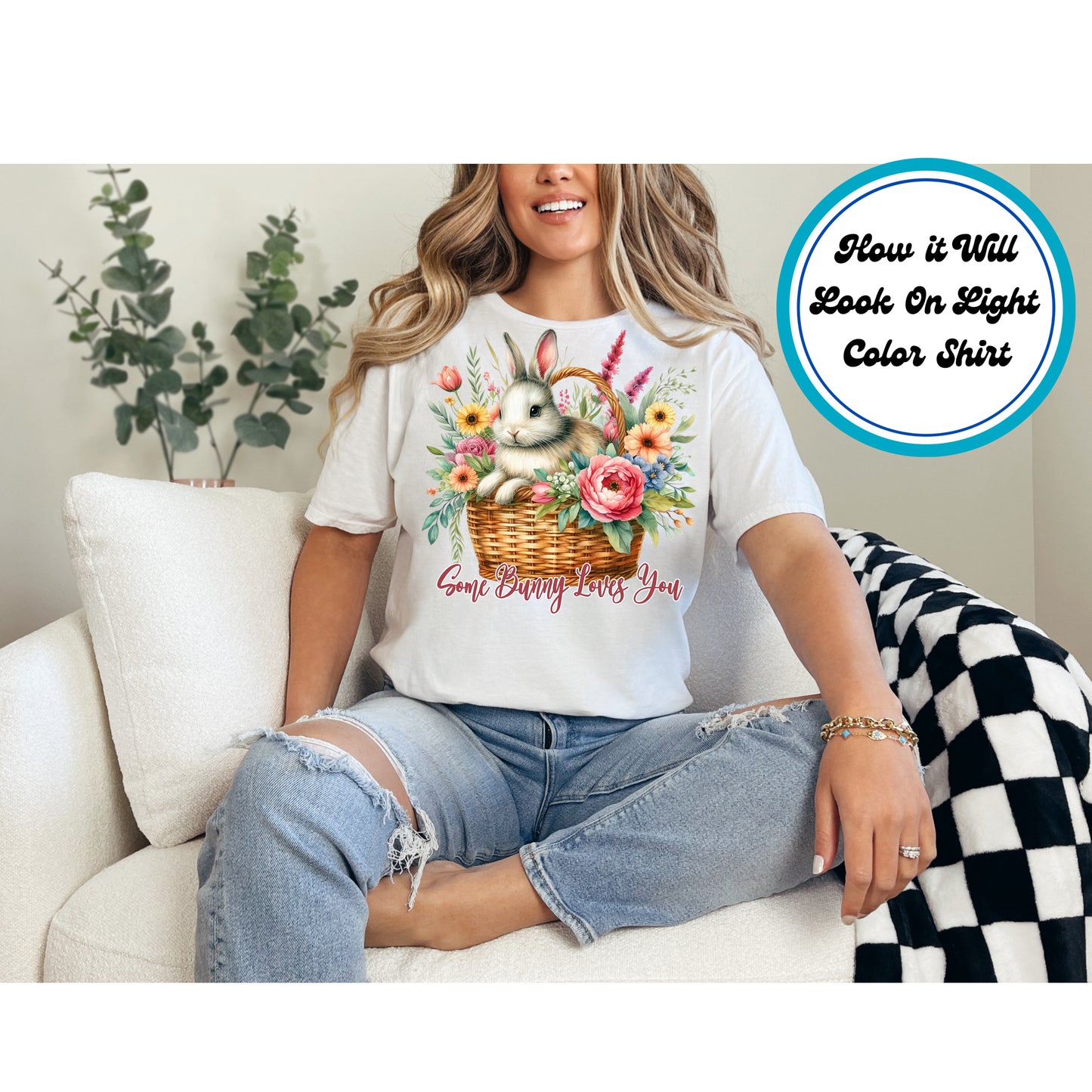 Easter DTF Transfer Iron On Heat Transfer - Ready to Press, Some Bunny Loves You DTF Transfer | Ready to Press | Easter Design 4987